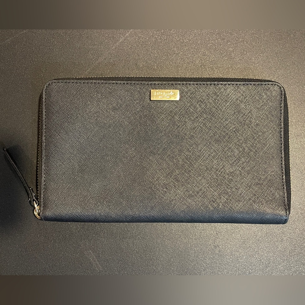 kate spade Black Zip Around Wallet with Gold Hardware - Picture 2 of 6
